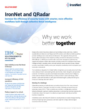 IronNet Ecosystem Integrations Sales Sheet QRadar