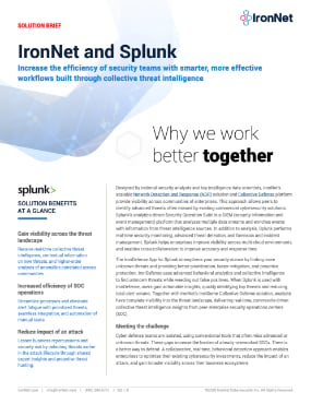 IronNet Ecosystem Integrations Sales Sheet Splunk