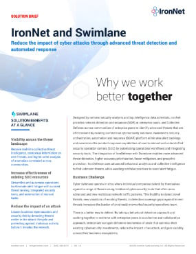 IronNet Ecosystem Integrations Sales Sheet Swimlane
